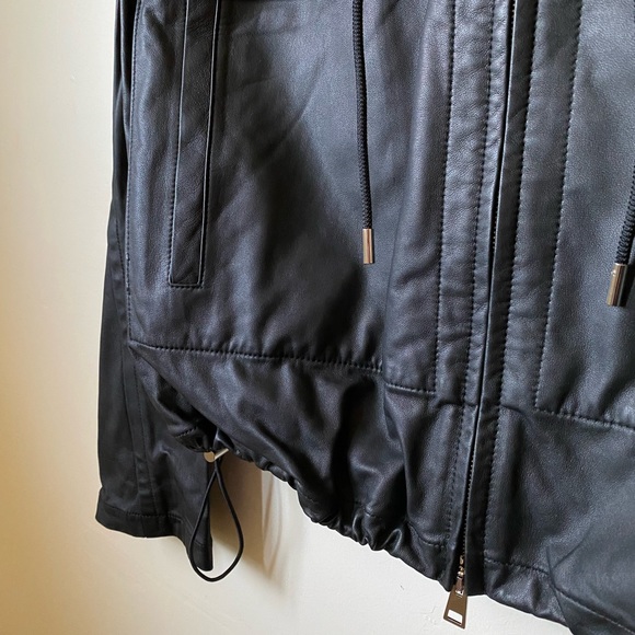 Theory • NWT Hooded Cropped Anorak Napa Leather Jacket - Picture 5 of 11